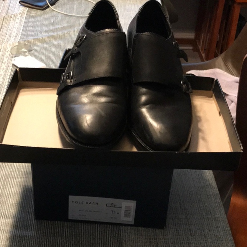 Men’s Cole Haan Benton Dbl Monk II size 11 black leather